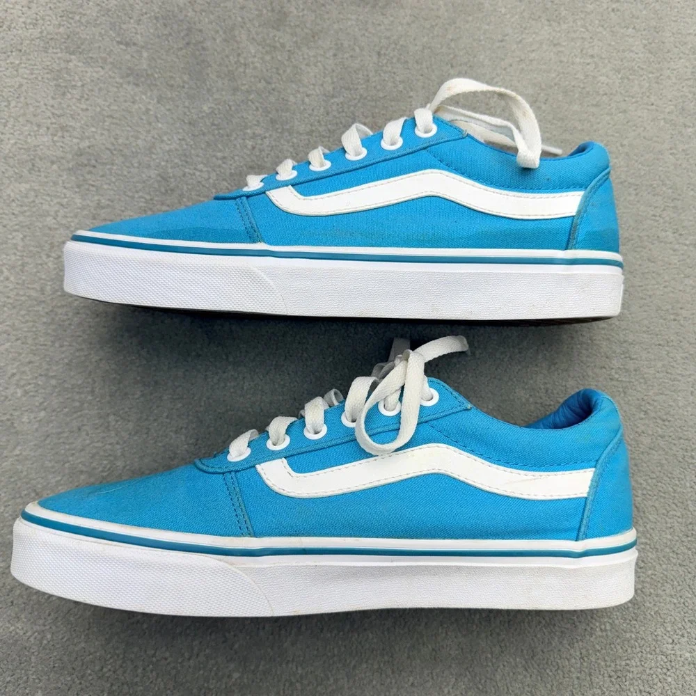 Vans Ward Low Top Bright Blue White Canvas Skate Shoes Womens 8 500714
